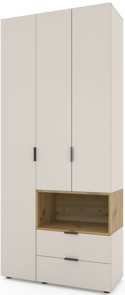 Шафа Metkas Home A002R 3д2ш ЛДСП 2300х1000х420 мм кашемір / дуб артізан / кашемір