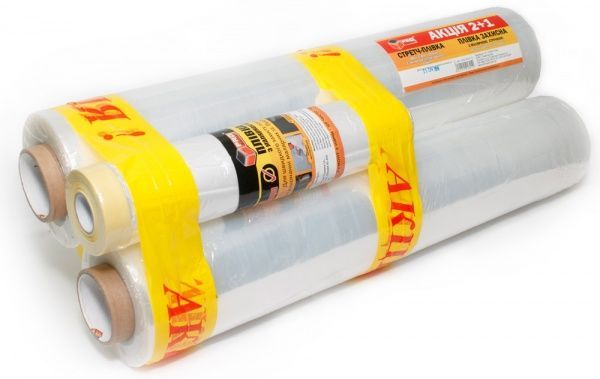 Комплект пленка защитная с малярной лентой + стретч-пленка (2 шт.) 17 мкм 50 см 4.6 кг