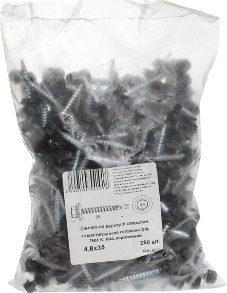 Саморез кровельный по дереву 4,8x35 мм 250 шт коричневый RAL 8017