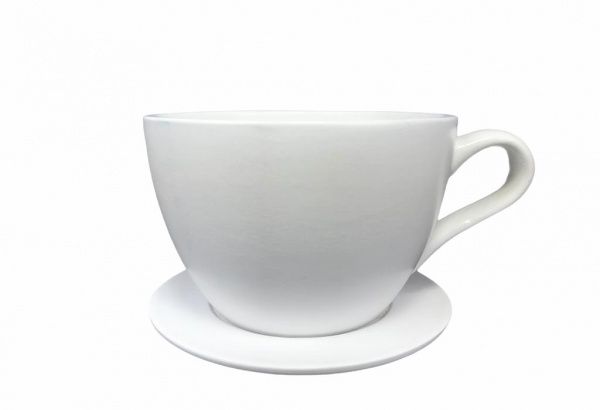 Горщик керамічний Чашка з підставкою круглий 1 л білий 