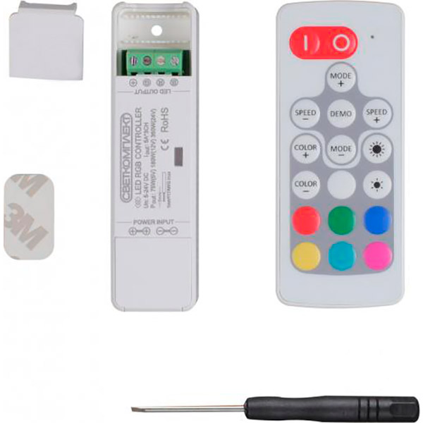 Контроллер + пульт Светкомплект RGB M301 5Ax3 канала DC 5-24V