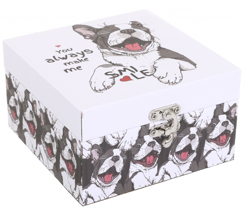 Сундучок Щенок бело-черный 14x14x8 см DECO-V