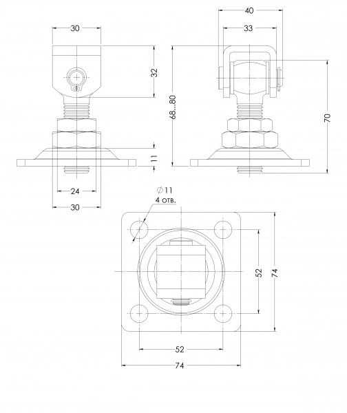Петля STOREHOUSE з пластиною SHFE-01.03-03 М16 d16 68мм цинк універсальна 1 шт.