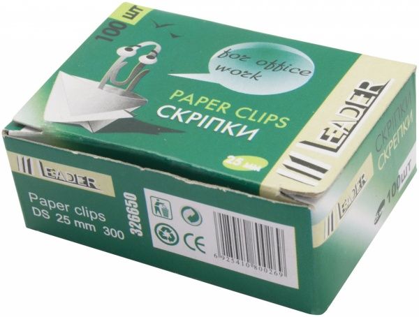 Скрепки 25 мм 100 шт DS 300 треугольные Leader