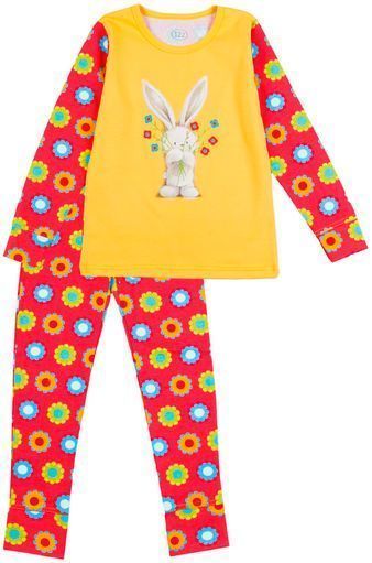 Пижама для девочек Фламинго р.140 желтый с красным 247-222 