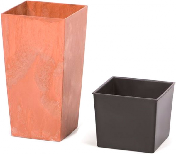 Горошок для цветов Prosperplast Urbi Square Effect 325мм с вкладышем квадратный 64л терра (66404-624) 