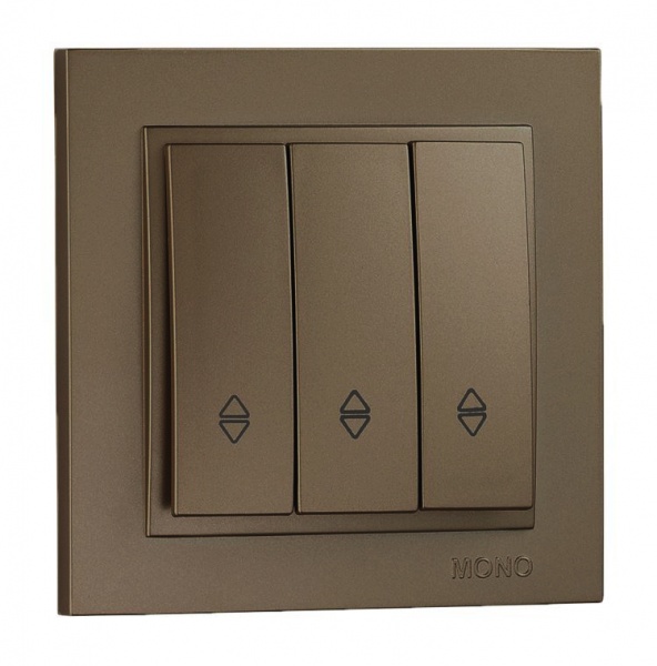 Вимикач прохідний триклавішний Mono Despina без підсвітки бронзовий 102-232302-108
