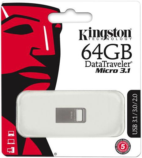 Флеш-память USB Kingston DataTraveler Micro 3.1 64 ГБ USB 3.0 (DTMC3/64GB)  
