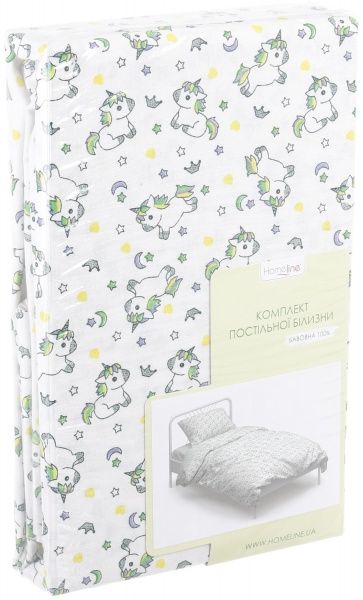 Комплект постільної білизни Homeline Єдиноріжки білий із малюнком