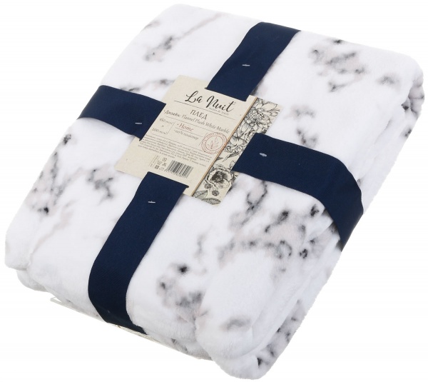 Плед Flannel Plush White Marble 160x200 см белый La Nuit 