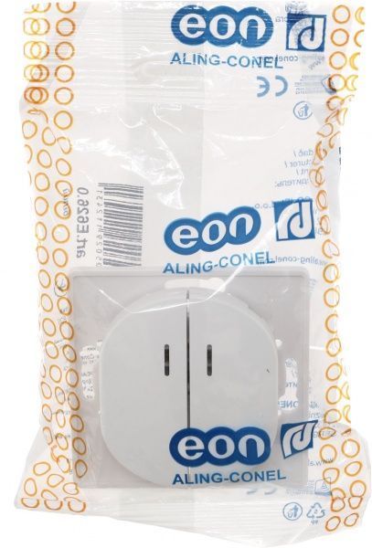 Вимикач двоклавішний Aling-Conel Eon з підсвіткою 10 А 250В білий E626.0