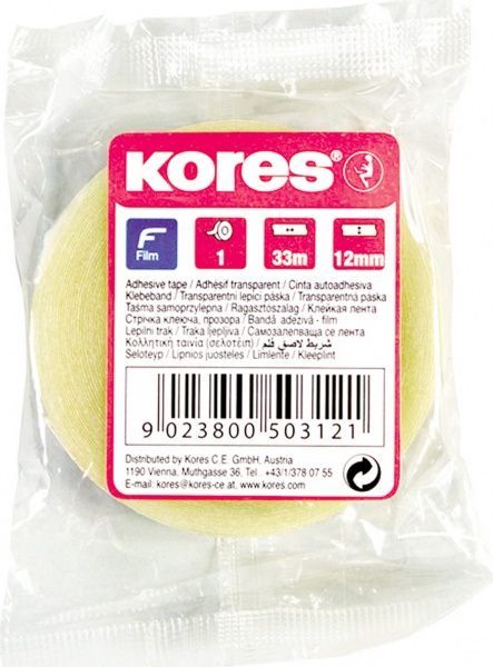 Клейка стрічка Transparent прозора 33 м*12 мм K50312 Kores