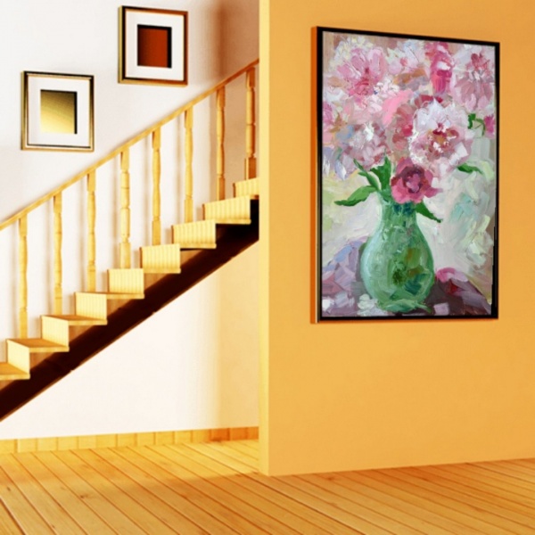 Репродукция Пионы в зеленой вазе 50x80 см Арт Фемелі 