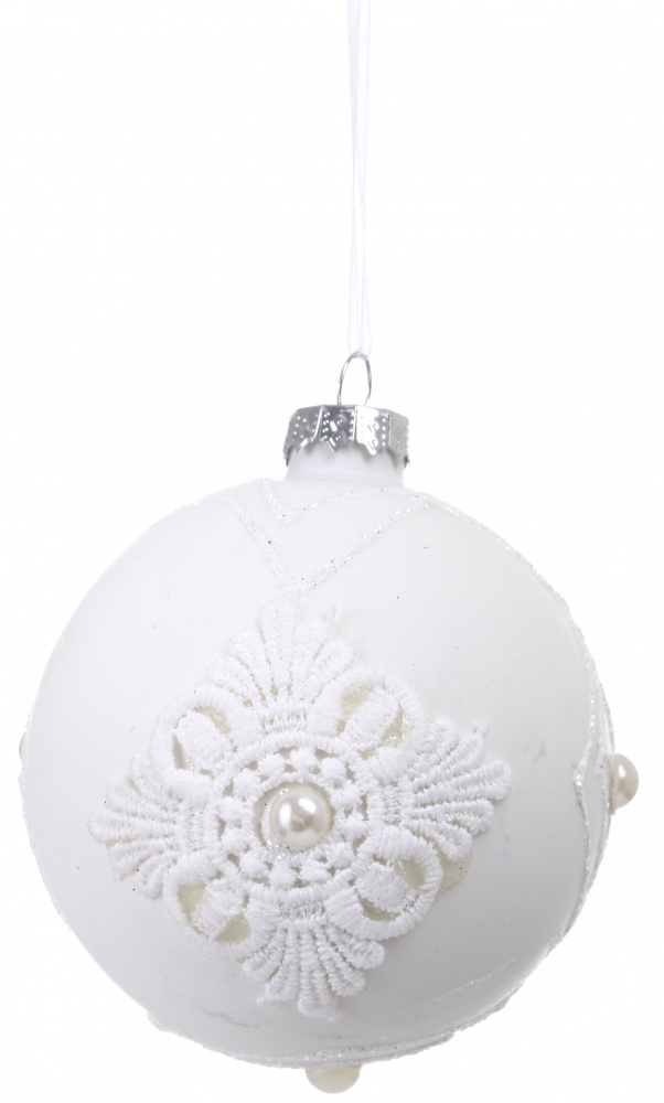 Шар новогодний Angelo Domani с ажуром d 80 мм белый EPI-EE1514