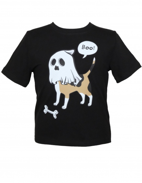 Футболка для девочек/для мальчиков WP Merchandise Halloween Собака-призрак р.128–134 черный 22134 