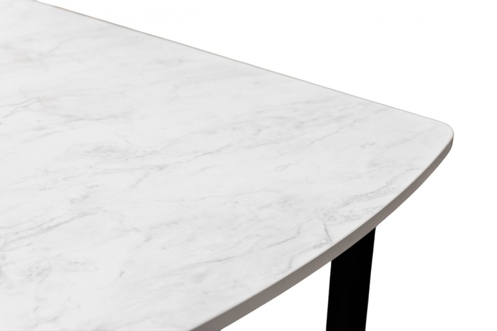 Стіл обідній 1100(1420)x700x750мм білий мармур/чорний