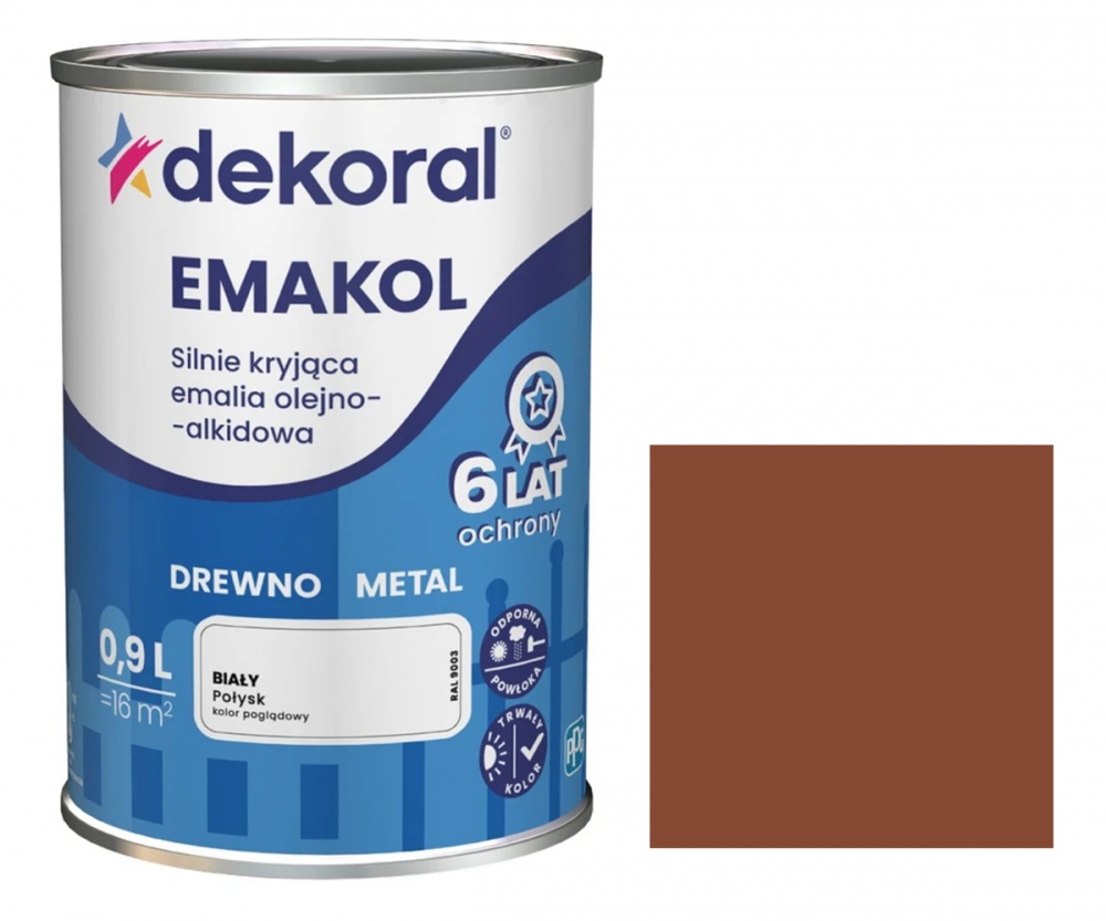 Емаль алкідна Dekoral Емаколь горіховий середній глянець 0,9л
