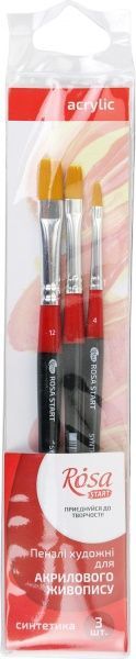 Набор кистей 3 синтетика плоская, 3 шт. ROSA 