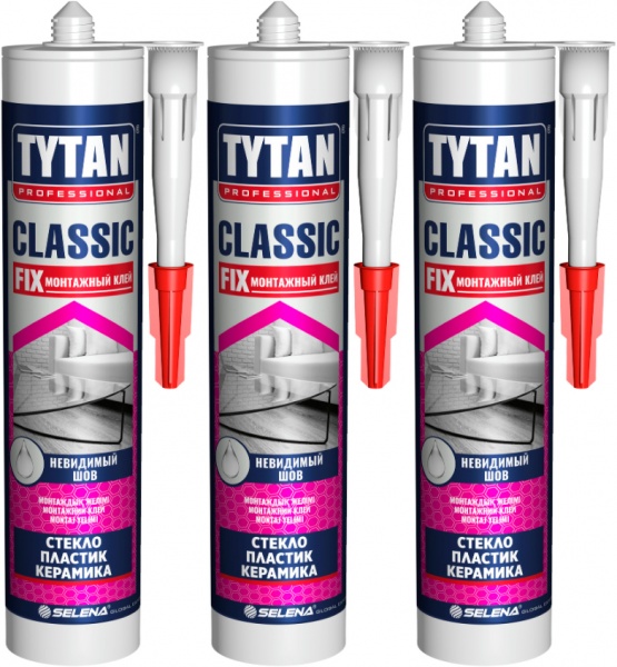 Клей монтажний Tytan Classic Fix 310 мл прозорий 3 шт 