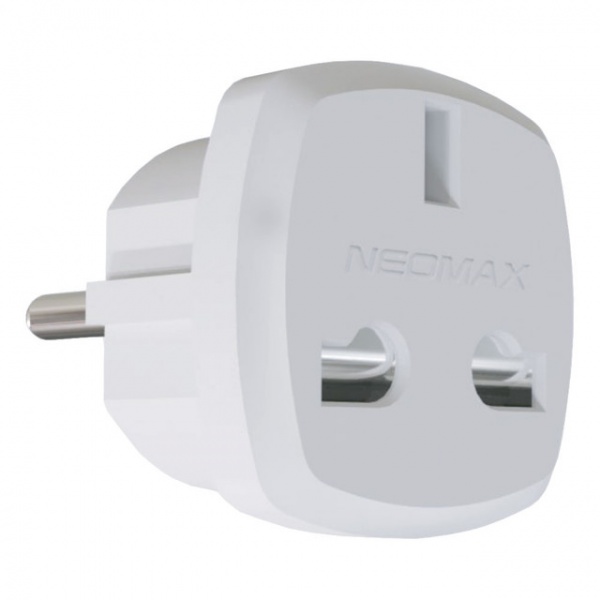 Перехідник британський стандарт Neomax із заземленням 1 гн. білий NX1029 