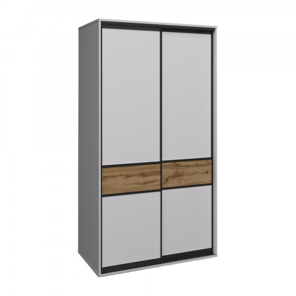 Шафа-купе Вуд 2дв Вісент ДСП 1200x600x2200 мм білий аляска/дуб тахо двері ДСП