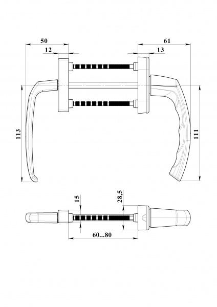Ручка двусторонняя ASTEX Antey біла Ral 9016 BHS 1/3 