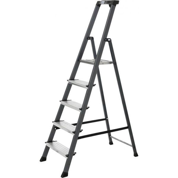 Лестница-стремянка Krause Securo 5 анодированная (126436) c органайзером