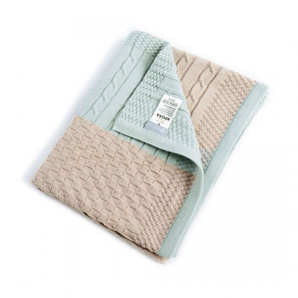 Плед IDEIA в'язаний Малятко печворк + шапочка 70х90 см бежево-зелений 8000029910 