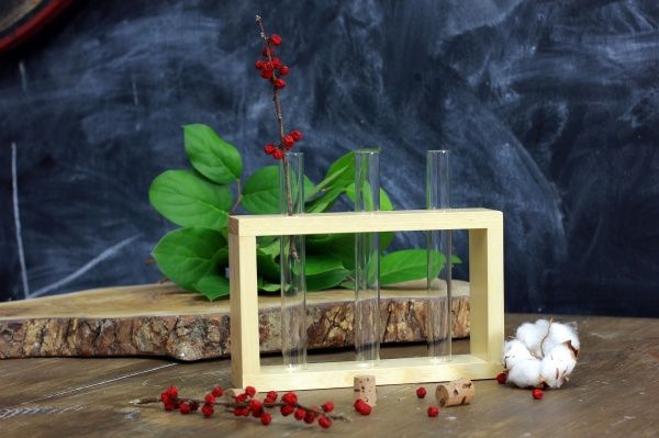 Підставка декоративна Склоприлад із 3 пробірками натуральна