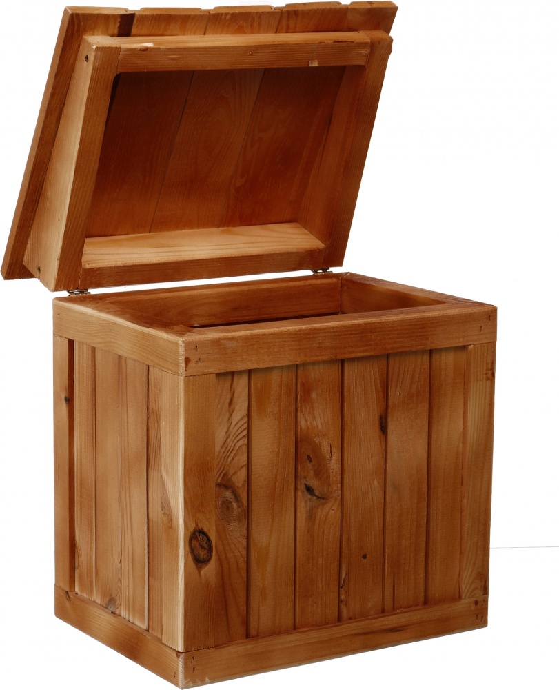 Ящик для корму з відкидною кришкою оброблений коричневий