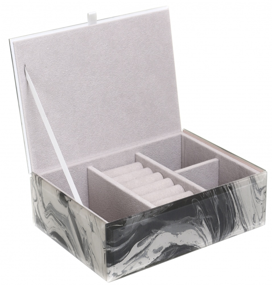 Шкатулка для украшений Jeanne 20,5x15x7 см серый мрамор