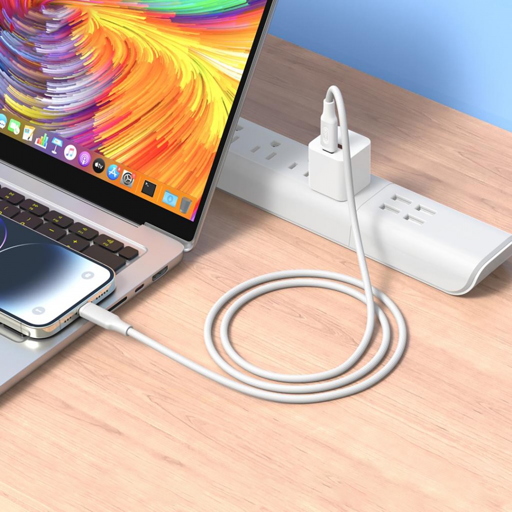 Кабель Xo NB-Q265B-CC USB-C to USB-C 60W Power Delivery 1 м white (NB-Q265B-CC.white)