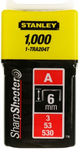 Скобы для ручного степлера Stanley 6 мм тип 53 (А) 1000 шт. 1-TRA204T