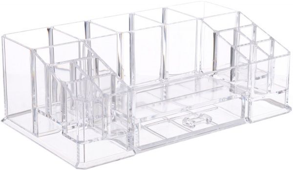 Органайзер настольный с 1 ящичком 28.5x17.5x9.8 см прозрачный Qiaofeng SF-20143