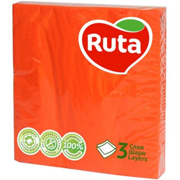 Салфетки столовые Ruta 33х33 см оранжевый 20 шт.