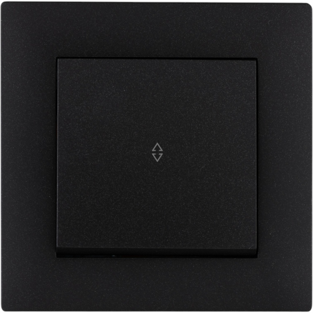 Вимикач прохідний одноклавішний Makel Rizz без підсвітки чорний матовий 88054005