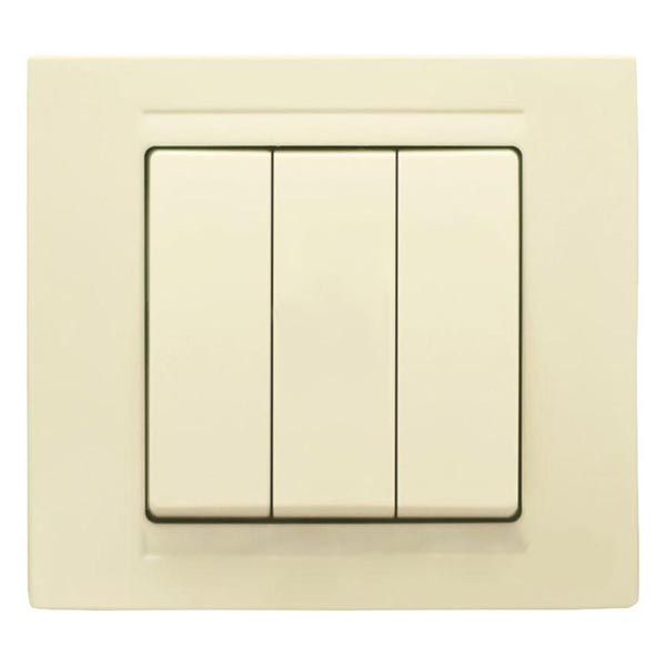 Вимикач триклавішний Gunsan Moderna без підсвітки 16 А 250В IP20 кремовий MD 29 12 160