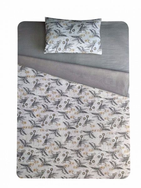 Комплект постільної білизни Папороть 1,5 білий із малюнком UP! (Underprice) 