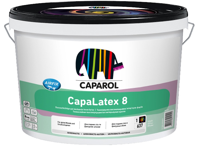 Краска латексная Caparol CapaLatex 8 База 1 шелковистый мат белый 1л