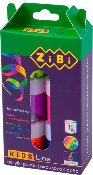 Краска акриловая Kids Line 6 цветов неон 10 мл