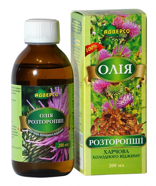 Олія розторопші Адверсо харчова холодного віджиму 200 мл 
