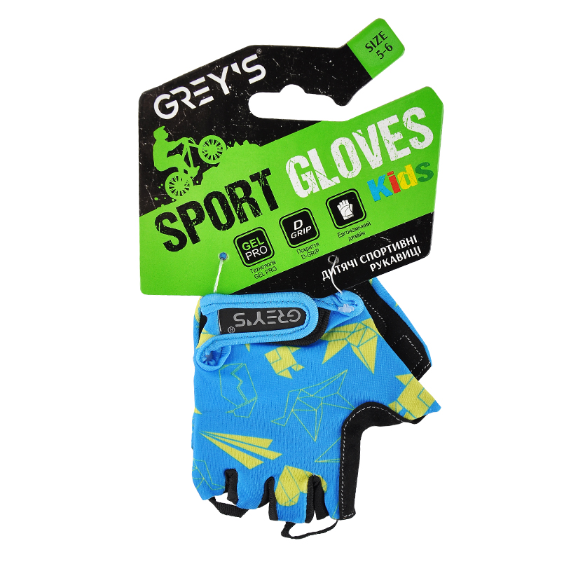 Велоперчатки GREY'S детские GR18721 5/6 черный с синим