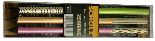 Набір олівців чорнографітних ZEBRINE HB 3 шт. асорті 128-3SCH SCHOLZ