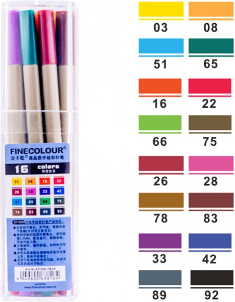 Набір маркерів FINECOLOUR Liner 16 кольорів EF300-TB16 різнокольоровий 