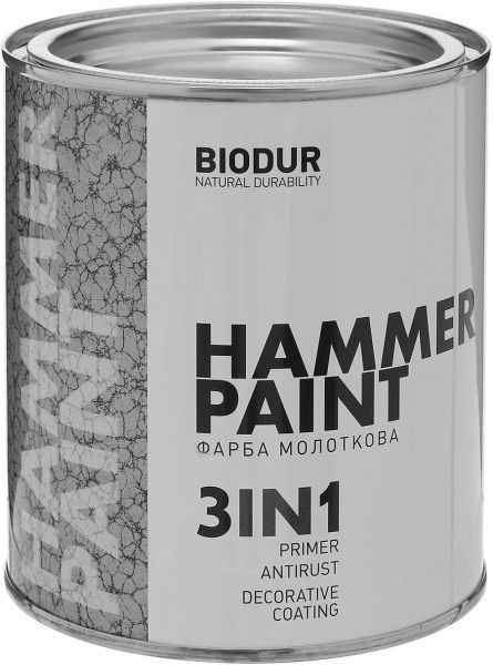 Грунт-эмаль Biodur антикоррозионная молотковая Biodur 104 серый мат 0,7л