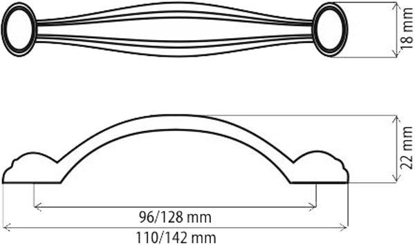 Мебельная ручка DUR 10 G4 96 мм старая бронза DC