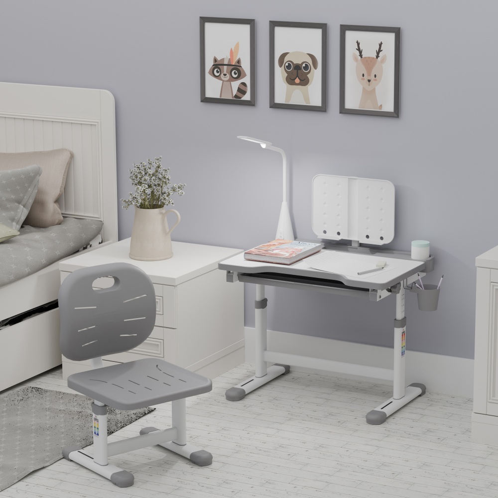 Комплект парта и стул-трансформеры Hommex Evo-kids Evo-17 G Ergo серый