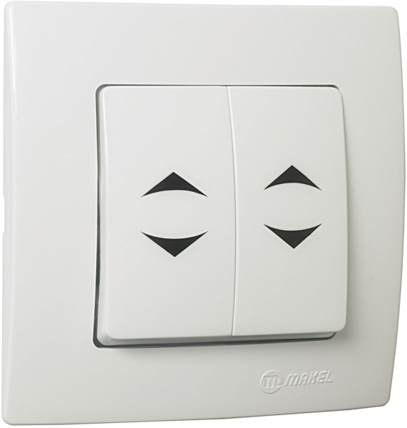 Выключатель проходной двухклавишный Makel Lillium Natural Kare без подсветки белый 32001026