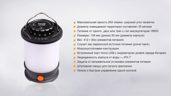Ліхтар для кемпінгу Fenix CL30R, 650лм