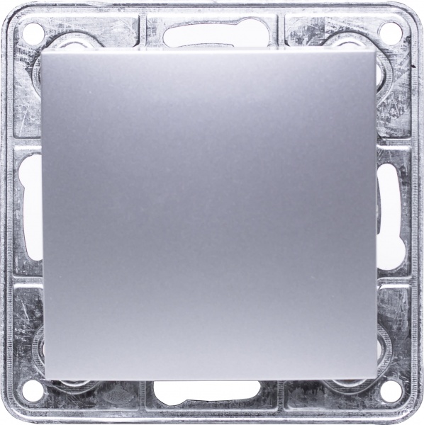 Выключатель одноклавишный LXL Tesla TLXL3502A без подсветки серебряный 3502A silver